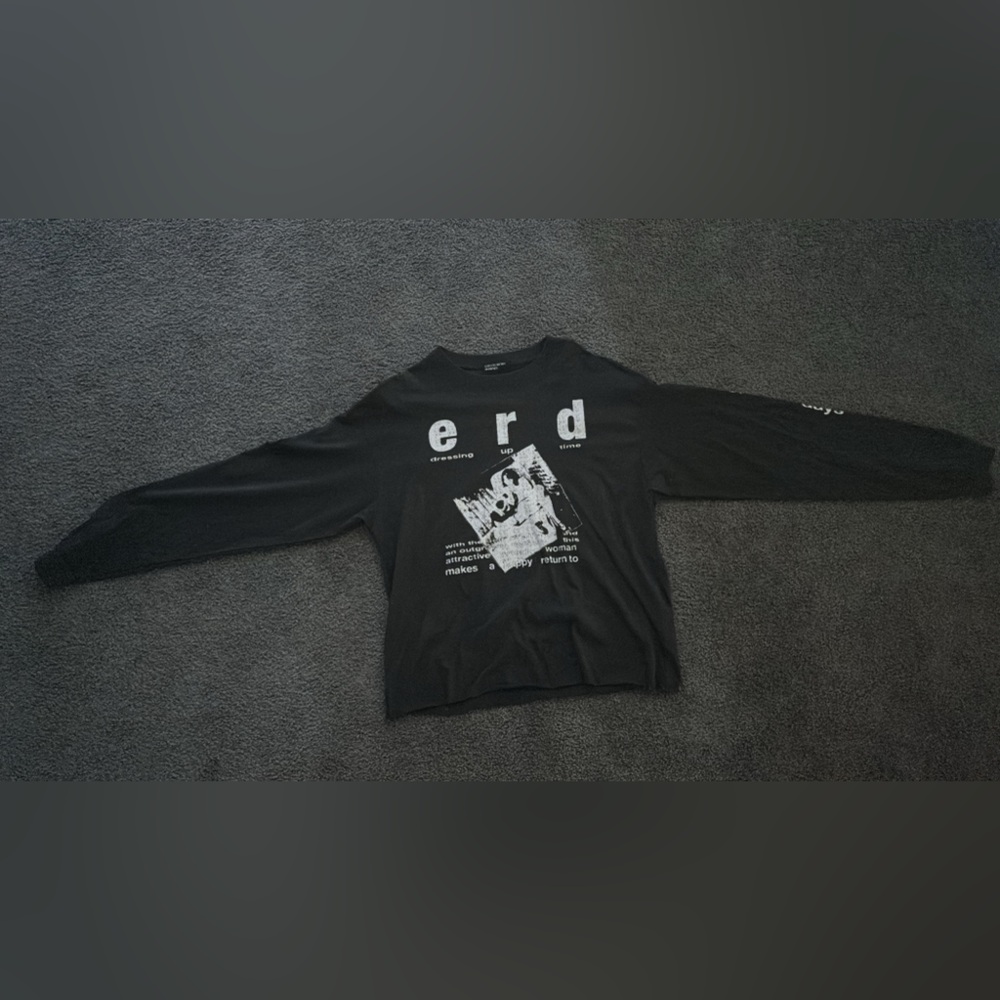 Black Long Sleeve Shirt with Graphic Print